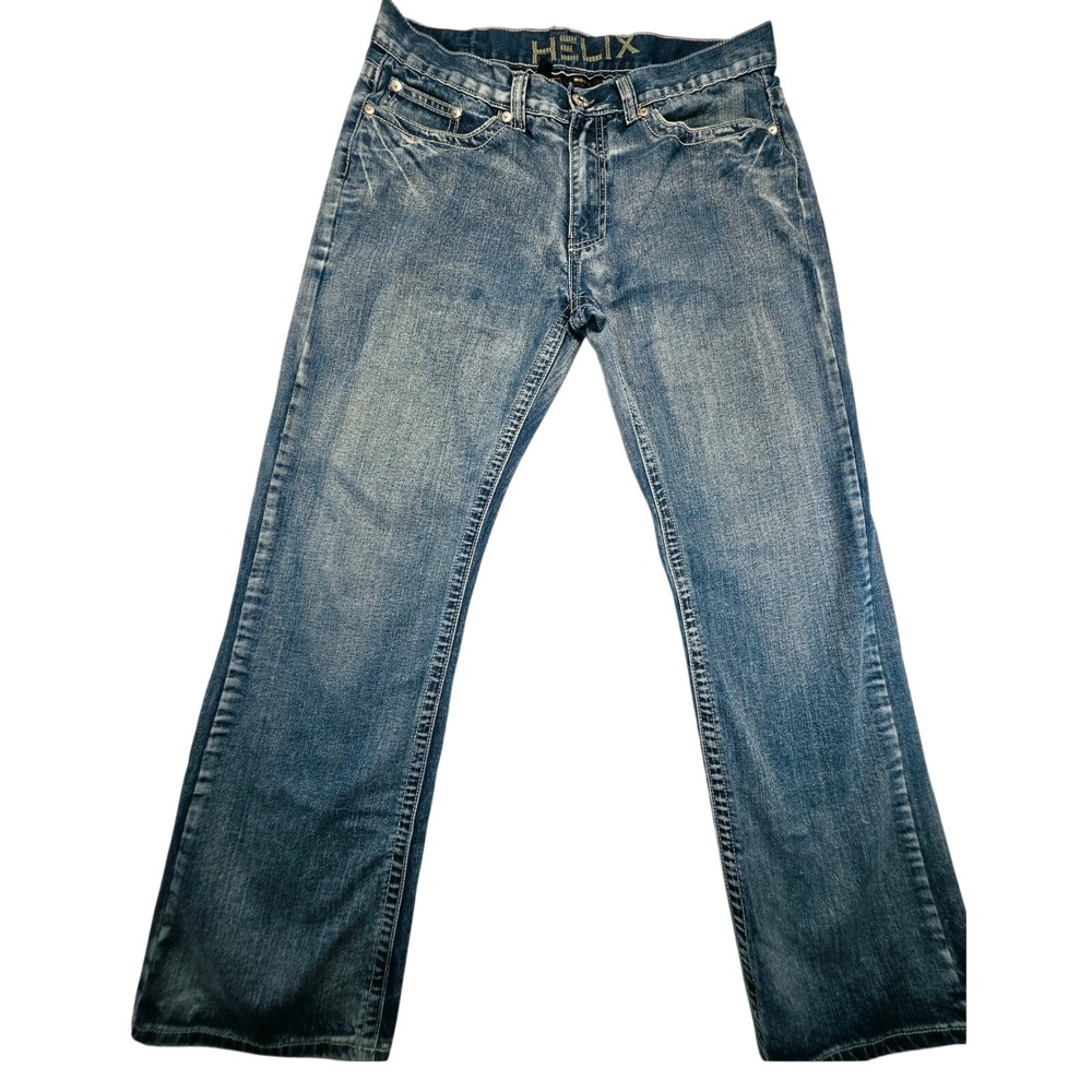 Helix Instinct Is A Virtue Mens 36x32 Bootcut Jeans Medium Wash Cross Pocket